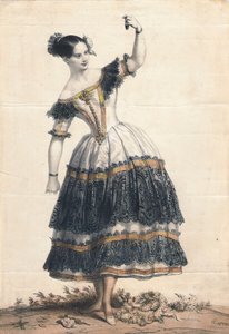Fanny Elssler as Florinda in the Dance La Cachucha Ballet Le Diable Boiteux by Achille Devéria