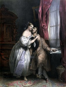 Enlaces lovers - by Achille Deveria, lithography