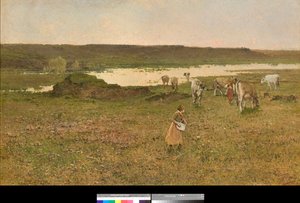 Near Sesto Calende, Lombardy, Italy or Grazing in the Plain (1887) by Achille Formis Befani