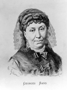 Portrait of George Sand (Aurore Dupin, Baronne Dudevant) (1804-1876) by A. Gilbern by Achille Isidore Gilbert