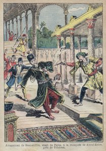 Assassination of Nasser Ed Din, Shah of Persia in 1896 - Illustration of Achille Lemot for Le-Pelerin of 1896