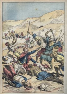 Death of the Marquis of Mores and His Companions Near El-Ouatia in Tunisia in 1896 - Illustration of Achille Lemot in Le-Pelerin of June 1896 by Achille Lemot