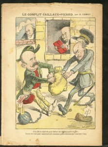 Illustration of Achille Lemot in Le Pelerin, 07/03/09 - The Caillaux-Picard Conflict - Taxation, Income Tax - Combes Emile, Clemenceau George, Caillaux Joseph by Achille Lemot