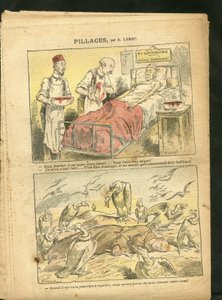 Illustration of Achille Lemot (1846-1909) in Le Pelerin, 21/02/09 - Pillages - Medical, Religion Faith, Taxation, Catholic Catholicism - Laicisation Laicite Laiques, Congregations - Vulture, Medicine, Taxpayer, Monks