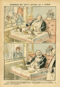 Illustration in Le Pelerin - Comedy in two acts - Restaurant Cafes, Gastronomy cooking, Socialism - Cafe boys, Truffle - Fat/lean