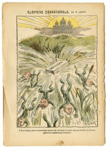 Illustration of Achille Lemot in Le Pelerin, 26/08/06 - Surprise desagreable - Clerical/antirepublican, Religion Faith, Vatican, Expressions, Catholic Catholicism - Encyclical - Batracian Frog - Animalisation by Achille Lemot