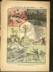 Illustration of Achille Lemot in Le Pelerin, 28/02/09 - The Situation in Color - Religion, Maritime, Atheism, Accidents, Natural Disaster, Christian Cross, Catholicism - Golden Calf by Achille Lemot