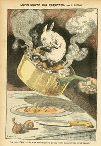 Illustration of Achille Lemot in Le Pelerin - Rabbit Jumte with Carrots