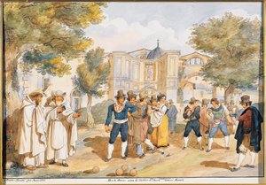 Playing bocce at Santa Maria degli Angeli in Rome by Achille Pinelli