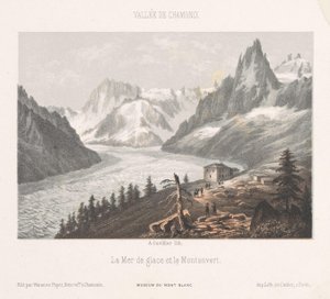 View of Le Chapeau Near the Mer-de-Glace Glacier by Ad. Cuvillier