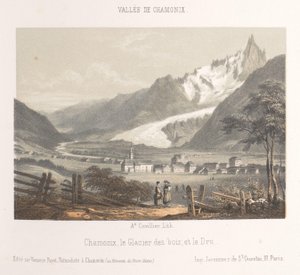 View of the Aiguille de Bionnassay with glacier (Memory of Chamonix-Mont-Blanc) by Ad. Cuvillier