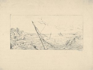 Stone Blockade off Charleston, South Carolina from Confederate War Etchings by Adalbert John Volck
