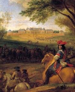 Arrival of King Louis XIV Preceded by the Bodyguards in View of the Old Castle of Versailles