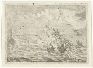 Seascape with Ship in Distress by Adam Silo