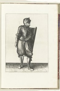 The Exercise with the Targe and Rapier: The Soldier Brings the Targe from the Back Over the Left Shoulder (No. 2), 1618 by Adam van Breen