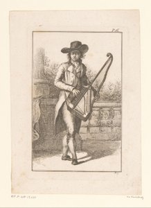 Young Man Playing an Orphica by a Balustrade by Adam von Bartsch