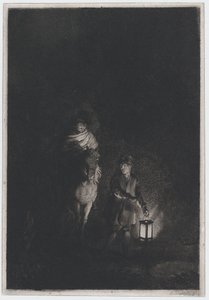 Rider and Boy with Lantern by Adam von Bartsch