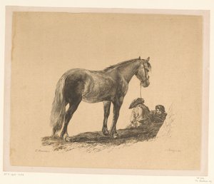 Standing Horse with Two Seated Men