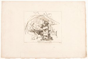 Two Men at a Table, One with a Jug (series title: Six Prints After Drawings by Rembrandt in the Hofbibliothek in Vienna)