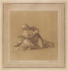 A Crouching Apostle (Saint Peter) by Adam von Bartsch, after a drawing formerly attributed to Albrecht Dürer