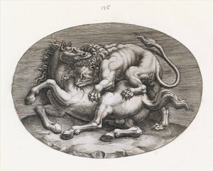 Speculum Romanae Magnificentiae: Lion Attacking a Horse, c. 1540-80