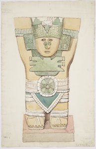 Caryatid III, outer chamber, Upper Temple of the Jaguars (Temple A), Chichen Itza, Mexico by Adela Breton