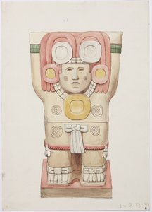 Caryatid from the Outer Chamber, Temple A, Ball Court, Chichen Itza, Mexico by Adela Breton