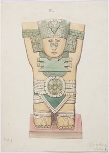 Caryatid from the outer chamber, Temple A, ball court, Chichen Itza, Mexico