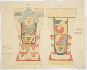 Caryatid from the outer chamber, Upper Temple of the Jaguars (Temple A), ball court, Chichen Itza
