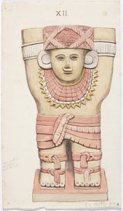 Caryatid from the Outer Chamber, Temple A, Ball Court, Chichen Itza, Mexico by Adela Breton