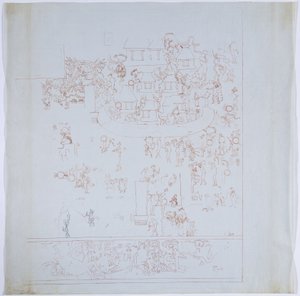 Copy of a Complete Mural from West Wall, Upper Temple of the Jaguars, Chichen Itza, Mexico (detail)