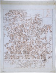 Copy of a mural painting, Upper Temple of the Jaguars, South End, West Wall, Upper Temple of the Jaguars, Chichen Itza, Mexico by Adela Breton
