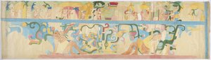 Copy of a mural painting from the south west wall, Upper Temple of the Jaguars, Chichen Itza, Mexico by Adela Breton