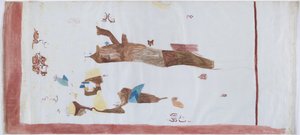 Copy of a wall painting from small chamber, Acanceh, Mexico Pencil lines, watercolour In three parts