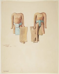 Front and back of a headless figure with half of right leg and right hand missing by Adela Breton