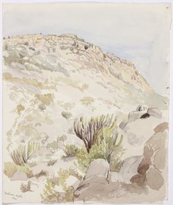 Remains of the fortress walls on top of a hill at Mitla, Oaxaca