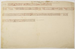 Ruins/Stone Reliefs at Temple at Uxmal, Mexico Depicting Frieze by Adela Breton
