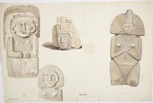 Stone Statues from Papantla, Mexico by Adela Breton