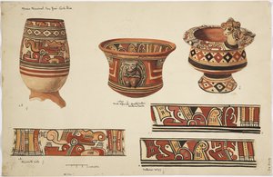 Three jars and three designs from Nicoya, Costa Rica by Adela Breton