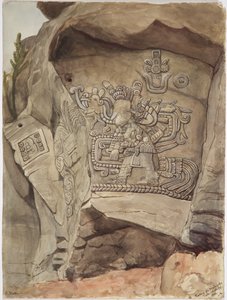 Stone relief from Piedra de Malinche, Tula, Hidalgo, Mexico by Adela Breton