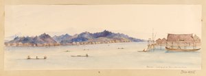 Borneo- Looking up the River from Our House from West Indies, North American and Borneo Scrapbook, c.1845 by Admiral Sir Edward Gennys Fanshawe