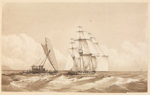 Double Canoe off Moalu, Feejee Islands, Septr 26th 1849 [Fiji]