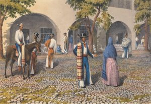 Mexicans, Plaza at Tepic, August 19th - 13th 1850 by Admiral Sir Edward Gennys Fanshawe