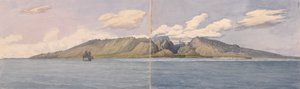 Tahiti [Society Islands]. The Ravine of Fautaua - Crown or Diademe Mountain in the Centre of the Island, and the Town of Papeiti, 24 August 1849 by Admiral Sir Edward Gennys Fanshawe