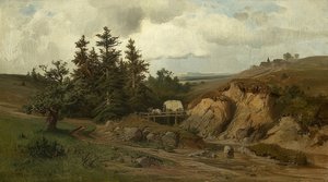 Landscape with a Wooden Bridge. 1858 by Adolf Kosárek