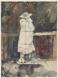 Standing Woman Seen from the Back, in Front of a Balustrade