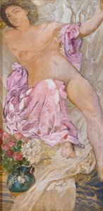 Woman with flowers / naked woman with roses