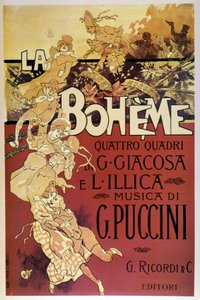 Poster for La Bohème by Adolfo Hohenstein for the Premiere of the Opera by Giacomo Puccini at the Teatro Regio di Torino, 01/02/1896
