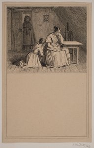 A Poor Family. No. 25 in Chr. Winther and M. Rørbye, "25 Pictures for Small Children" by Johan Adolph Kittendorff