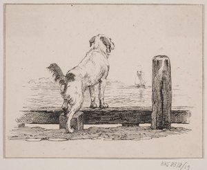 Dog on the beach by Johan Adolph Kittendorff